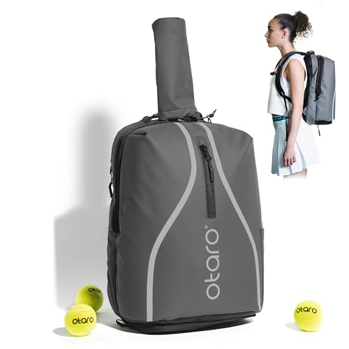 Otaro Tennisrucksack mit Schuhfach Premium (Classic 32L; PRO 42L) Innovative Raumaufteilung & Design | "Tennistasche für Hobby u. Profi Tennisspieler Damen Herren (Classic 32L, Grau) von Otaro