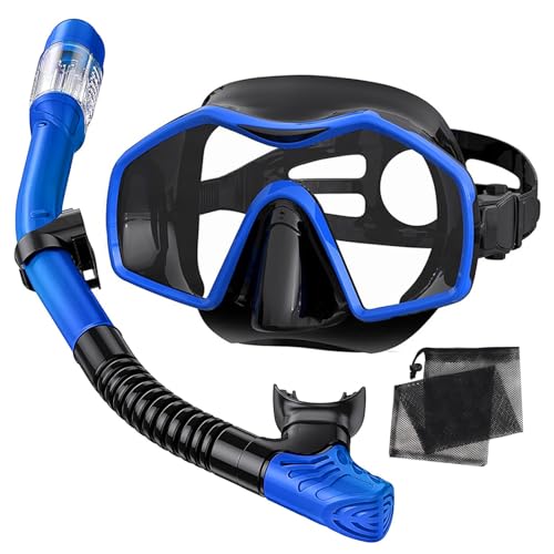 Schnorchelset Erwachsene Schnorcheln Set mit Schnorchel und Taucherbrille Dry Schnorchel,Tauchmaske Anti-Fog Anti-Leck,Professionelle Schnorchelmaske Tauchmaske aus Gehärtetem Glas für Schnorcheln von Otowaving