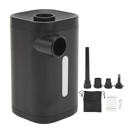 Elektrische Luftpumpe, wiederaufladbare Luftpumpe, Mini-Luftpumpe mit 4 Düsen, 4000 mAh, Aufblasen, Pumpen, Beleuchtung, 3-in-1, kleine tragbare Pumpe für Schwimmkörper, (Black) von Otufan