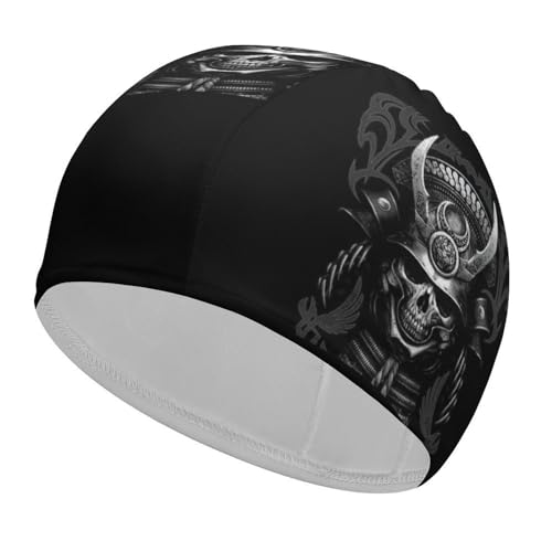 Bequeme Badekappe mit Samurai-Totenkopf, für Damen und Herren, Klassische Bademütze für langes und kurzes Haar Bequeme Badekappe mit Samurai-Totenkopf, für Damen und Herren, Klassische Bademütze für langes und kurzes Haar von Oudrspo