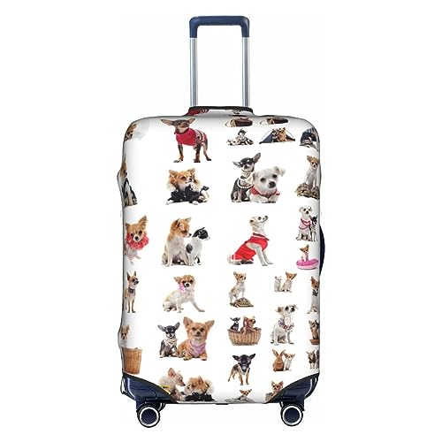 Oudrspo Gepäckabdeckung mit süßem Chihuahua-Mops-Musterdruck, waschbar, Kratzfest, Kofferabdeckung, Schutzhülle für 18-32 Zoll von Oudrspo