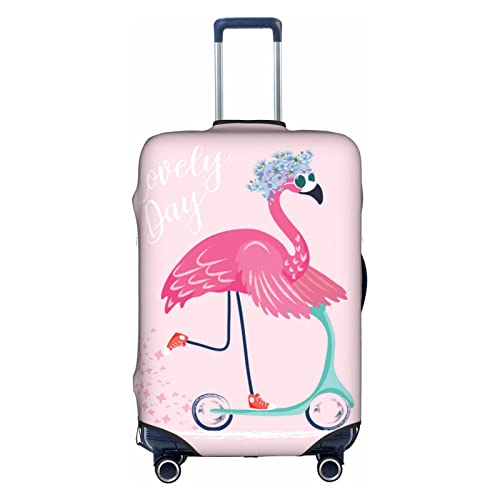 Oudrspo Reisegepäck-Abdeckung mit Flamingo-Fahrrad an einem schönen Tag, strapazierfähige Koffer-Abdeckung, passend für 18-32 Zoll Gepäck von Oudrspo