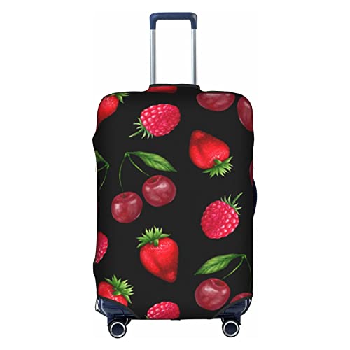 Oudrspo Reisegepäck-Abdeckung mit Kirschen und Erdbeeren im Vintage-Stil, strapazierfähige Kofferabdeckung für 18-32 Zoll Gepäck von Oudrspo