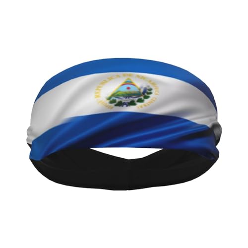 Sport-Stirnbänder für Männer und Frauen mit der Flagge halb Nicaraguas, halb Salvadors, feuchtigkeitsableitendes Workout-Stirnband, Schweißband zum Laufen, Radfahren, Fußball, Yoga von Oudrspo