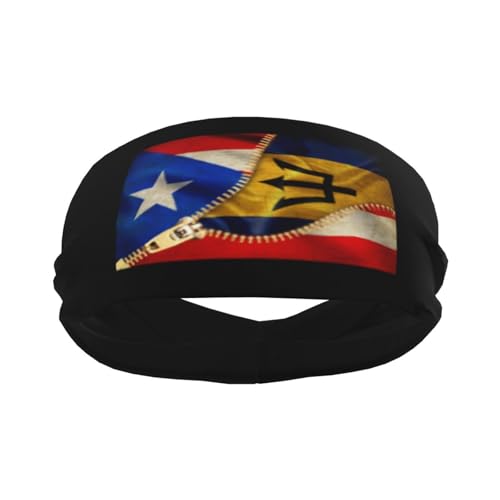 Sport-Stirnbänder mit Flagge von Puerto Rico und Barbados für Männer und Frauen, feuchtigkeitsableitendes Workout-Stirnband, Schweißband zum Laufen, Radfahren, Fußball, Yoga – 3 von Oudrspo