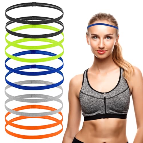 Ouligay 10 Stücke Haarband Damen Sport Stirnband Dünn Sport Haarbänder Antirutsch Elastische Stirnbänder Sport Haarband Dünn für Damen Herren Kinder Frauen Mädchen Fußball Yoga Laufen von Ouligay