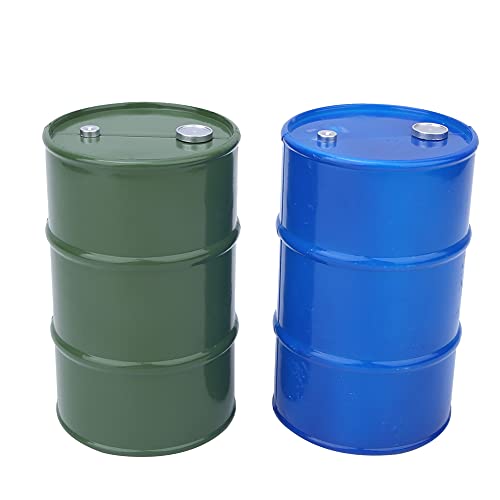 RC-Ölfass, modischer, verformungsfester, versiegelter Deckel, RC-Metallölbehälter für 1/10 RC Crawler für SCX10 90047 für Traxxas(Blau Grün) von Oumefar