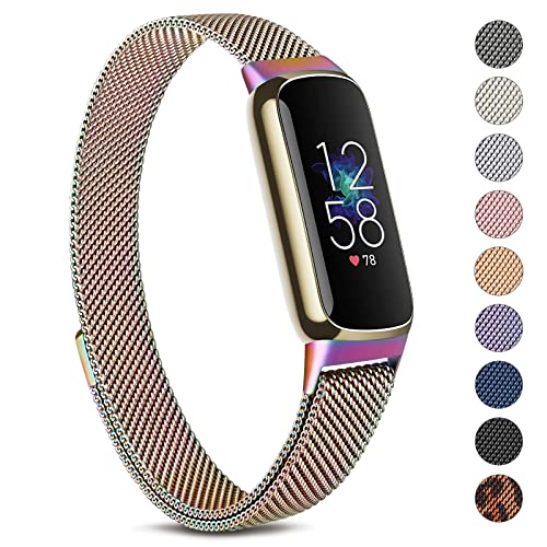 Oumida Armband Kompatibel mit Fitbit Luxe Armband für Damen Herren, Prämie Edelstahl Metall Ersatzarmband mit Starker Magnet Uhrenarmbänder für Fitbit Luxe, Bunt Oumida Armband Kompatibel mit Fitbit Luxe Armband für Damen Herren, Prämie Edelstahl Metall Ersatzarmband mit Starker Magnet Uhrenarmbänder für Fitbit Luxe, Bunt von Oumida