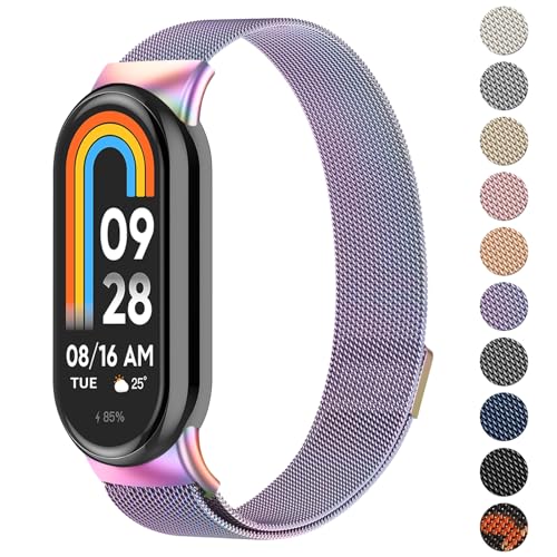 Oumida für Xiaomi Mi Smart Band 8 Armband Herren Damen, Metall Armbänder Edelstahl Mesh Uhrenarmband Magnetisch Verstellbar Sport Ersatzarmband für Xiaomi Mi Band 8 Ersatzbänder, Bunt Oumida für Xiaomi Mi Smart Band 8 Armband Herren Damen, Metall Armbänder Edelstahl Mesh Uhrenarmband Magnetisch Verstellbar Sport Ersatzarmband für Xiaomi Mi Band 8 Ersatzbänder, Bunt von Oumida