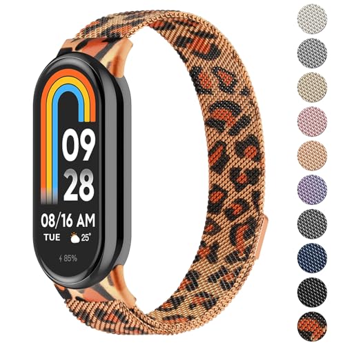 Oumida für Xiaomi Mi Smart Band 8 Armband Herren Damen, Metall Armbänder Edelstahl Mesh Uhrenarmband Magnetisch Verstellbar Sport Ersatzarmband für Xiaomi Mi Band 8 Ersatzbänder, Leopard Oumida für Xiaomi Mi Smart Band 8 Armband Herren Damen, Metall Armbänder Edelstahl Mesh Uhrenarmband Magnetisch Verstellbar Sport Ersatzarmband für Xiaomi Mi Band 8 Ersatzbänder, Leopard von Oumida