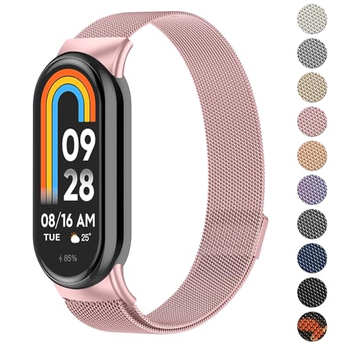 Oumida für Xiaomi Mi Smart Band 8 Armband Herren Damen, Metall Armbänder Edelstahl Mesh Uhrenarmband Magnetisch Verstellbar Sport Ersatzarmband für Xiaomi Mi Band 8 Ersatzbänder, Rosa Oumida für Xiaomi Mi Smart Band 8 Armband Herren Damen, Metall Armbänder Edelstahl Mesh Uhrenarmband Magnetisch Verstellbar Sport Ersatzarmband für Xiaomi Mi Band 8 Ersatzbänder, Rosa von Oumida