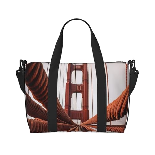 Reisetasche für persönliche Gegenstände, Handgepäck, Trainingshandtasche, leicht, wasserdicht, Sporttasche, Seile auf der Golden Gate Bridge, Wochenendtasche für Damen und Herren, Schwarz , von Ousika