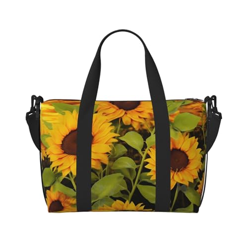 Reisetasche für persönliche Gegenstände, Handgepäck, Trainingshandtasche, leicht, wasserdicht, Sporttasche, Sonnenblume, Wochenendtasche für Damen und Herren, Schwarz , Einheitsgröße, Reisetasche von Ousika