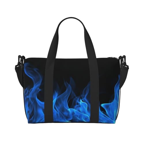 Reisetasche für persönliche Gegenstände, Handgepäck, Trainingshandtasche, leicht, wasserdicht, Sporttasche, Turnbeutel, blaue Flamme, Wochenendtasche für Damen und Herren, Schwarz , Einheitsgröße, von Ousika