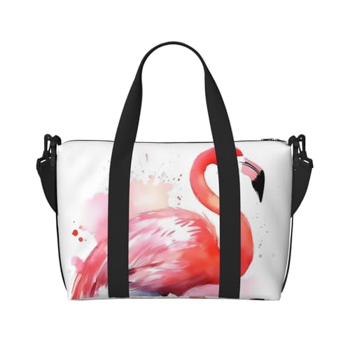 Reisetasche für persönliche Gegenstände, Handgepäck, Trainingshandtasche, leicht, wasserdicht, Sporttasche, Wasserfarben, Flamingo, Wochenendtasche für Damen und Herren, Schwarz , Einheitsgröße, von Ousika