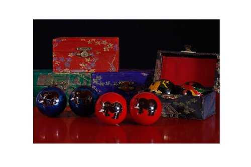 1 Paar Qi Gong Kugeln - Klangkugeln - Hebei verschiedene Motive in attraktiver Geschenkbox Quibong von Out of the blue