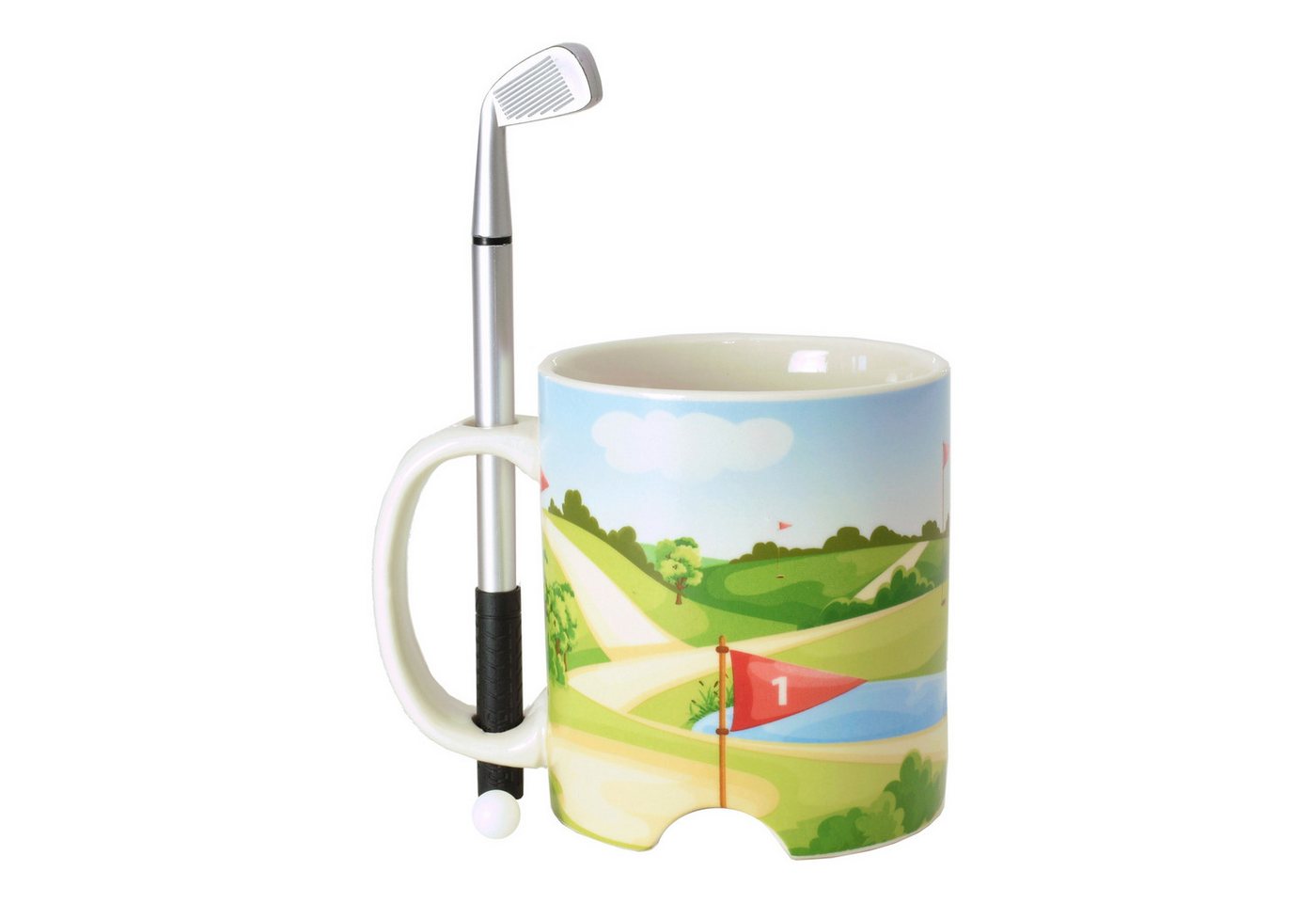 Out of the Blue Tasse Golf Kaffeebecher mit Ball und Schläger-Stift von Out of the Blue