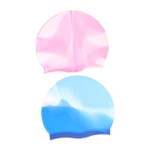 Outanaya 2St Badekappe aus Silikon Swim Cap Women Swimming Cap Flexible Schwimmkappe professionelle Badekappen Schwimmerversorgung wasserdichte Badehüte wasserdichte Badekappen Kieselgel von Outanaya