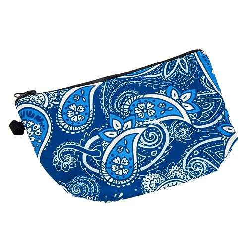 Outanaya Cashew-Blumen-Make-up Kosmetiktasche Storage Bags tragbare Make-up-Tasche Geldbörse mit Reißverschluss Make-up-Taschen Damen Aufbewahrungstasche zarte Schönheitstasche Schwamm Blue von Outanaya