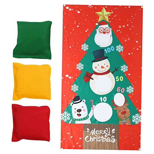 Outanaya Weihnachts-Sitzsäcke Wurfspiel zum Thema Weihnachten Banner für Party-Wurfspiele hühner spielzeug spielsachen für kinder Party- -Spiel Weihnachtsserie Sandsack Stoff rot von Outanaya