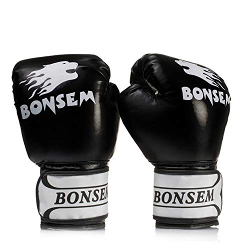 Outbit Punch Boxhandschuhe - voller Finger Boxhandschuhe Pratze Trainingshandschuhe Kickboxhandschuhe Boxsack Handschuhe (rot, schwarz) (Farbe : Black) von Outbit