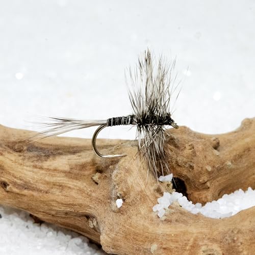 Mosquito Dry Fly Classic Trout Dry Fly Fishing Fliegen – Set mit 12 Fliegen Größe 12, 14, 16, 18 von Outdoor Planet