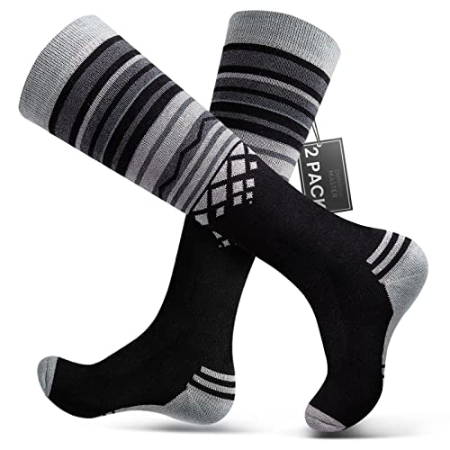 OutdoorMaster 2 Paar Unisex Merinowolle Skisocken für Damen & Herren, Winter Snowboarding Atmungsaktive thermische Socken für Outdoor-Sportarten mit Über die Wade Design/Anti-Rutsch-Bündchen OutdoorMaster 2 Paar Unisex Merinowolle Skisocken für Damen & Herren, Winter Snowboarding Atmungsaktive thermische Socken für Outdoor-Sportarten mit Über die Wade Design/Anti-Rutsch-Bündchen von OutdoorMaster