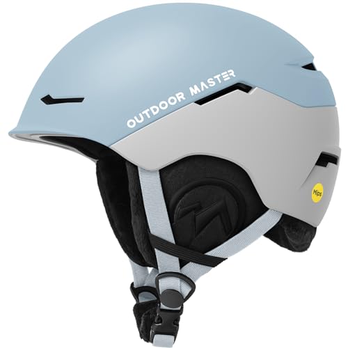 OutdoorMaster ELK MIPS Skihelm - Schneesporthelm Snowboardhelm für Männer Frauen & Jugend（Cyanweiß,L） von OutdoorMaster