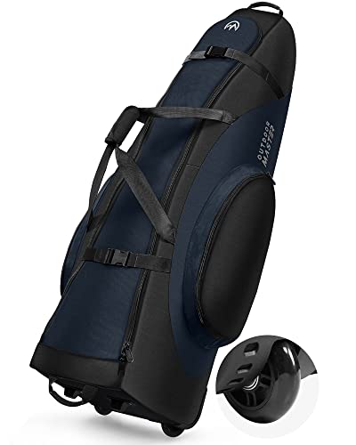 OutdoorMaster Gepolstert Golf Reisetasche mit Verstärkte Räder, 900D Heavy Duty Oxford Abriebfestigkeit & Wasserdichte Golf Reisetasche, Soft-Sided Golfschlägertasche, Schuhe/Zubehör Lagerung (B-Blau) von OutdoorMaster