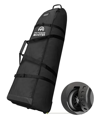 OutdoorMaster Gepolsterte Golf-Reisetasche mit verstärkten Rädern, 900D strapazierfähiges Oxford-Gewebe, verschleißfest und wasserdicht, weiche Seiten, Schwarz OutdoorMaster Gepolsterte Golf-Reisetasche mit verstärkten Rädern, 900D strapazierfähiges Oxford-Gewebe, verschleißfest und wasserdicht, weiche Seiten, Schwarz von OutdoorMaster
