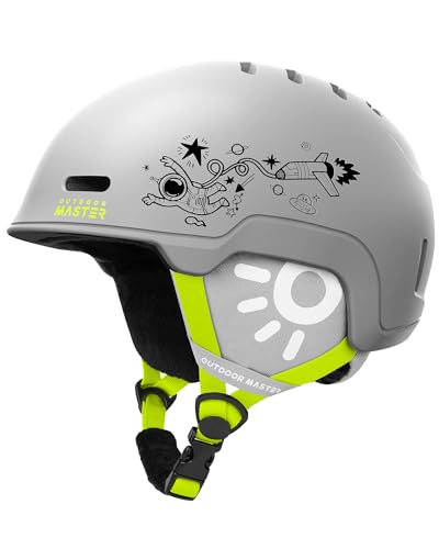 OutdoorMaster Kinder Skihelm, Snowboardhelm für Jungen & Mädchen, Robuste PC-Schale & EPS-Schaum, 12 Belüftungsöffnungen, Verstellbarer Schneesporthelm, Zertifizierter Schneesport- und Snowboardhelm von OutdoorMaster