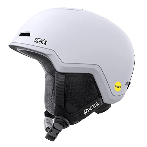 OutdoorMaster MIPS Skihelm, Snowboardhelm für Herren und Damen, Snowboard Helm mit Ventilationssystem, Individuelle Größenanpassung, Helm Farben Matt - Schwarz Weiß Grau Blau von OutdoorMaster