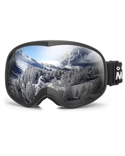 OutdoorMaster Owl Schneeskibrille für Kinder OTG, 100% UV-Schutz, Anti-Nebel Snowboardbrille über Brille (schwarzer Rahmen+VLT 10% graue Linse) von OutdoorMaster