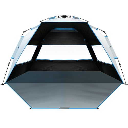 OutdoorMaster Strandzelt mit dunkler Schutz-Technologie, tragbarer Strand-Schatten-Sonnenschutz-Überdachung für 4-6 Person mit UPF 50+ UV-Schutz, einfache Einrichtung Pop-up-Zelt-Familiengröße OutdoorMaster Strandzelt mit dunkler Schutz-Technologie, tragbarer Strand-Schatten-Sonnenschutz-Überdachung für 4-6 Person mit UPF 50+ UV-Schutz, einfache Einrichtung Pop-up-Zelt-Familiengröße von OutdoorMaster