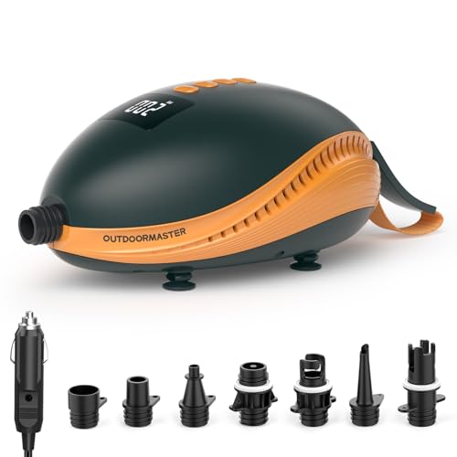 OutdoorMaster The Dolphin 20PSI Hochdruck SUP Pumpe Elektrische, 12V DC Auto-Anschluss Luftpumpe, Quick Air Inflator & Auto-Off für Aufblasbares Paddle Board Boote Wassersport von OutdoorMaster