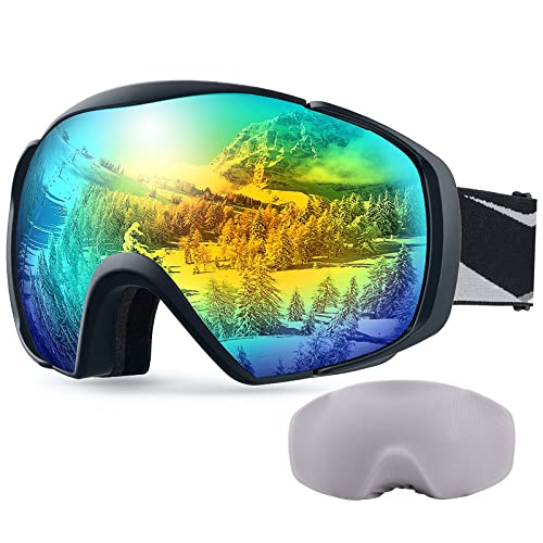 OutdoorMaster Unisex Premium Skibrille mit Schutzhülle, Snowboardbrille für Brillenträger, 100% UV-Schutz Schneebrille, Antibeschlag Skibrille für Damen Herren Jungen und Mädchen von OutdoorMaster