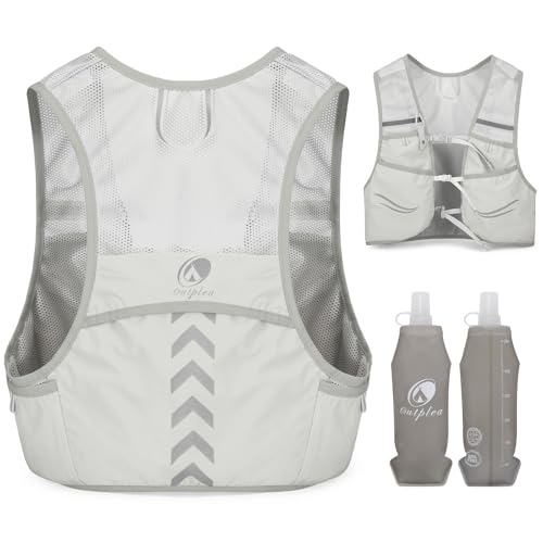 Outplea Laufweste mit 2 Stück 500ml Soft Wasserflasche, Leicht Laufrucksack Herren Damen, Trinkrucksack Trinkweste für Tailrunning Laufen Marathon Zubehör,Grau Outplea Laufweste mit 2 Stück 500ml Soft Wasserflasche, Leicht Laufrucksack Herren Damen, Trinkrucksack Trinkweste für Tailrunning Laufen Marathon Zubehör,Grau von Outplea