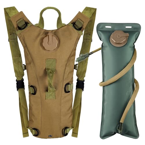 Outplea Taktischer Trinkrucksack mit 3L Wasserblase, Leichter Fahrradrucksack mit Trinksystem, Wasserrucksack für Laufen Radfahren Wandern, Khaki von Outplea