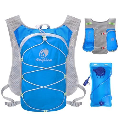 Outplea Ultraleicht Laufweste mit Trinkflasche 2L, Trinkrucksack Laufen für Damen Herren, Reflektierende Fahrradrucksack für Wandern Trailrunning Radfahren Joggen, Blau Outplea Ultraleicht Laufweste mit Trinkflasche 2L, Trinkrucksack Laufen für Damen Herren, Reflektierende Fahrradrucksack für Wandern Trailrunning Radfahren Joggen, Blau von Outplea
