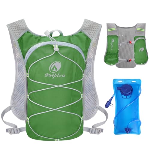 Outplea Ultraleicht Laufweste mit Trinkflasche 2L, Trinkrucksack Laufen für Damen Herren, Reflektierende Fahrradrucksack für Wandern Trailrunning Radfahren Joggen, Grün Outplea Ultraleicht Laufweste mit Trinkflasche 2L, Trinkrucksack Laufen für Damen Herren, Reflektierende Fahrradrucksack für Wandern Trailrunning Radfahren Joggen, Grün von Outplea