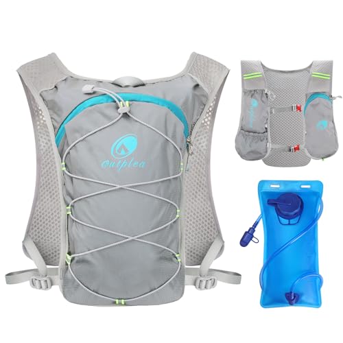 Outplea Ultraleicht Laufweste mit Trinkflasche 2L, Trinkrucksack Laufen für Damen Herren, Reflektierende Fahrradrucksack für Wandern Trailrunning Radfahren Joggen, Hellgrau Outplea Ultraleicht Laufweste mit Trinkflasche 2L, Trinkrucksack Laufen für Damen Herren, Reflektierende Fahrradrucksack für Wandern Trailrunning Radfahren Joggen, Hellgrau von Outplea