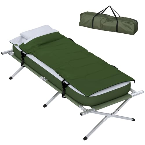Outsunny Campingbett Einzelbett Feldbett mit Kopfkissen klappbare Reisebett mit stabilem Stahlrahmen bis 120 kg Belastbar Oxford Grün 193 x 86 x 43/63 cm Outsunny Campingbett Einzelbett Feldbett mit Kopfkissen klappbare Reisebett mit stabilem Stahlrahmen bis 120 kg Belastbar Oxford Grün 193 x 86 x 43/63 cm von Outsunny