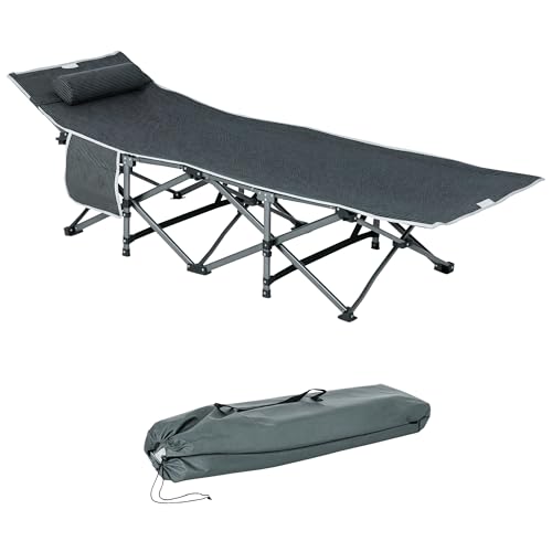 Outsunny Campingbett klappbar Feldbett Klappbett mit Kopfkissen Seitentasche Gästebett bis 150 kg belastbar Reisen Outdoor Oxford Grau 188 x 64,5 x 53 cm Outsunny Campingbett klappbar Feldbett Klappbett mit Kopfkissen Seitentasche Gästebett bis 150 kg belastbar Reisen Outdoor Oxford Grau 188 x 64,5 x 53 cm von Outsunny