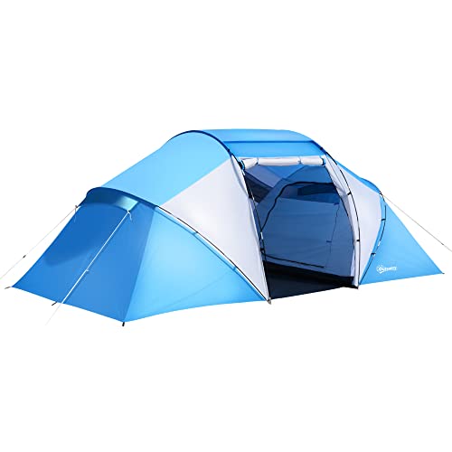 Outsunny Campingzelt Familienzelt Tunnelzelt mit 2 Schlafkabinen 4-6 Personen Blau L430 x B240 x H170cm, für Trekking Outsunny Campingzelt Familienzelt Tunnelzelt mit 2 Schlafkabinen 4-6 Personen Blau L430 x B240 x H170cm, für Trekking von Outsunny