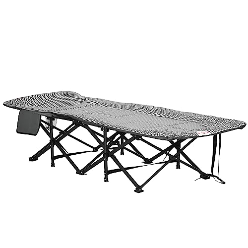 Outsunny Feldbett, Klappbett Campingbett mit Becherhalter, Campingliege mit Tasche, bis 120 kg, für Balkon, Schwimmbad, 68 x 186 x 48cm Schwarz von Outsunny