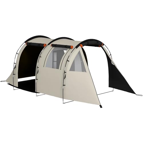 Outsunny Tunnelzelt, Campingzelt für 5 Personen, Familienzelt mit 2 Räumen, Seitenfenster, Tragetasche, 3000mm Wasserabweisend, für Garten, Campingplatz, Khaki Outsunny Tunnelzelt, Campingzelt für 5 Personen, Familienzelt mit 2 Räumen, Seitenfenster, Tragetasche, 3000mm Wasserabweisend, für Garten, Campingplatz, Khaki von Outsunny