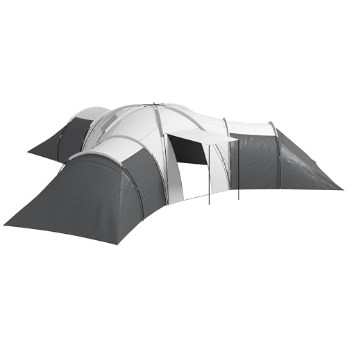 Outsunny Tunnelzelt, Campingzelt für 6-9 Personen, Familienzelt mit 3 Schlafzimmern, Wohnzimmer, Veranda, Tragetasche, 2000mm Wasserabweisend Oxford, für Garten, Grau Outsunny Tunnelzelt, Campingzelt für 6-9 Personen, Familienzelt mit 3 Schlafzimmern, Wohnzimmer, Veranda, Tragetasche, 2000mm Wasserabweisend Oxford, für Garten, Grau von Outsunny