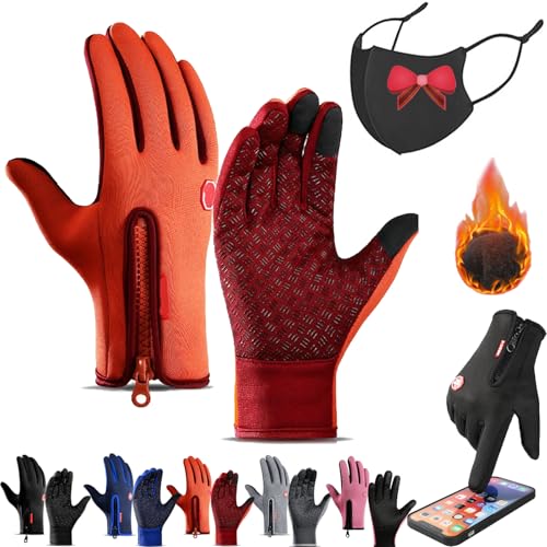 Oveallgo Frostfit - Thermo Handschuhe, Wasserdicht Thermo Handschuhe Test Für Herren Und Damen, Fahrrad-Thermohandschuhe Für Jedes Abenteuer (Orange Farbe, M) von Oveallgo