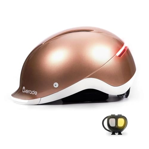 Life Fahrradhelm, Scooter, mit starker Beleuchtung vorne und hinten, Blinkfunktion, Einheitsgröße (Copper Shine) von Overade