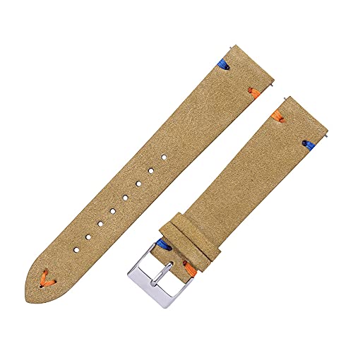 Overhil1s Uhrenarmbänder Leder, Uhrenbänder 18mm 20mm handgenäht beige grün Blaue Wildleder Uhr Bands for Mann Frau schnallrelease Watch Armband elegant und stilvoll Overhil1s Uhrenarmbänder Leder, Uhrenbänder 18mm 20mm handgenäht beige grün Blaue Wildleder Uhr Bands for Mann Frau schnallrelease Watch Armband elegant und stilvoll von Overhil1s